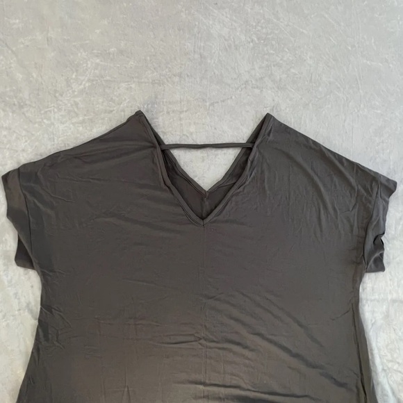 Newbestyle Women's Summer Maxi Dress Short Sleeve Loose Split Pockets Grey 2XL - Picture 5 of 6